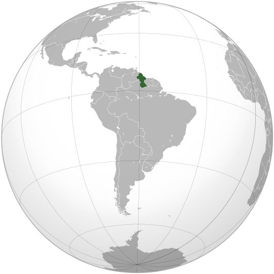 Orthographic projection of Guyana