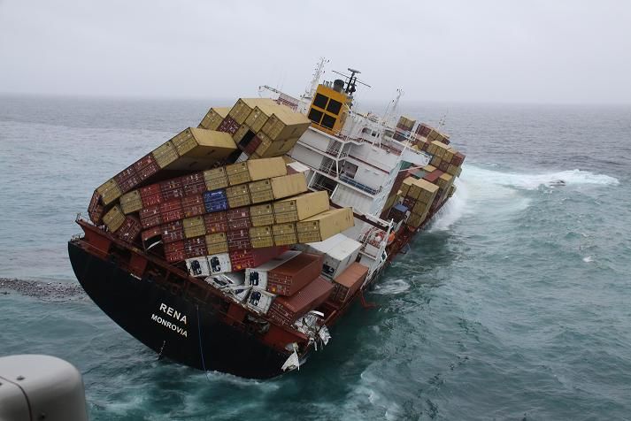 The Rena ran aground off the east coast of New Zealand's North Island last week.